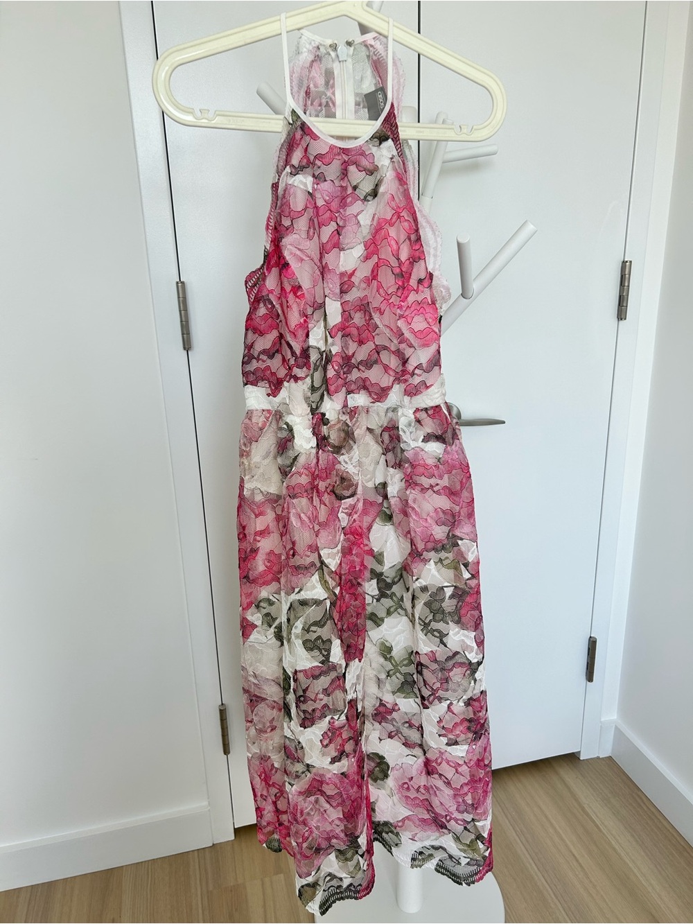 ASOS Pink Floral Halter Lace Dress